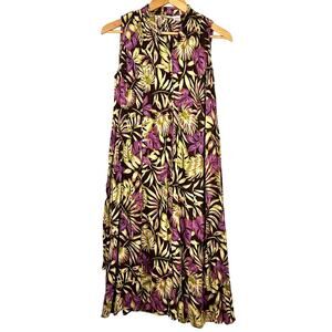 Vintage Erika Dress Petite Tropical Button Front Dress PS